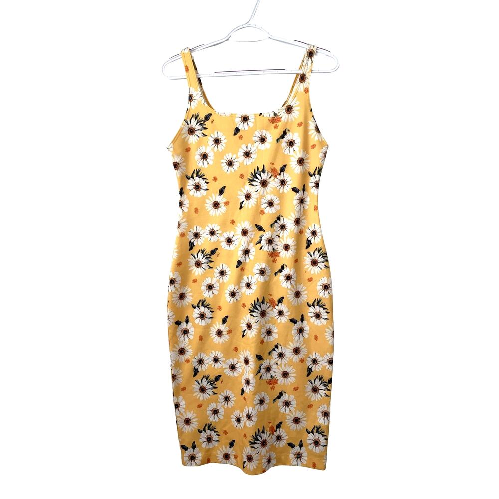 Zara Trafaluc Yellow Daisy Floral Mini Dress - Size Large - Summer Sun Dress